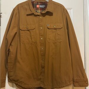 Men's Brown Button-Up Fleece-lined Jacket